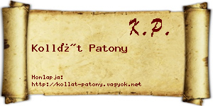 Kollát Patony névjegykártya